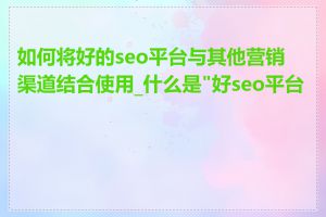 如何将好的seo平台与其他营销渠道结合使用_什么是"好seo平台"