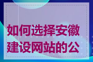 如何选择安徽建设网站的公司
