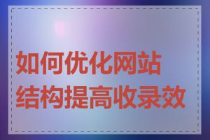 如何优化网站结构提高收录效率