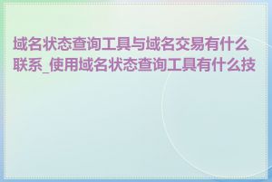 域名状态查询工具与域名交易有什么联系_使用域名状态查询工具有什么技巧