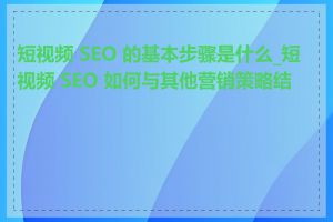短视频 SEO 的基本步骤是什么_短视频 SEO 如何与其他营销策略结合