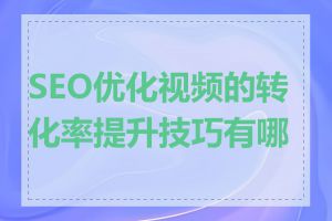 SEO优化视频的转化率提升技巧有哪些