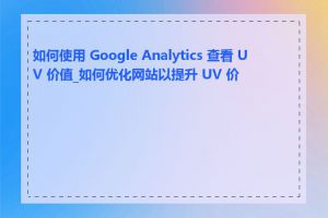 如何使用 Google Analytics 查看 UV 价值_如何优化网站以提升 UV 价值