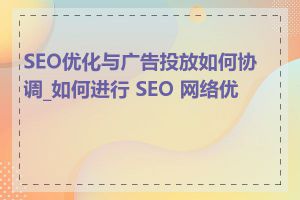 SEO优化与广告投放如何协调_如何进行 SEO 网络优化