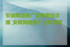 安徽网络推广需要哪些步骤_安徽网络推广公司有哪些