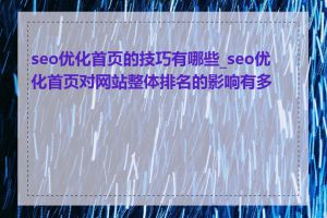 seo优化首页的技巧有哪些_seo优化首页对网站整体排名的影响有多大