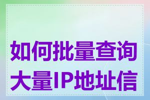如何批量查询大量IP地址信息