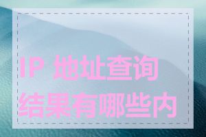 IP 地址查询结果有哪些内容