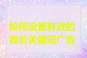 如何设置有效的竞价关键词广告组