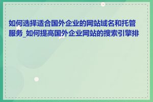 如何选择适合国外企业的网站域名和托管服务_如何提高国外企业网站的搜索引擎排名