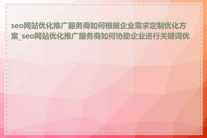 seo网站优化推广服务商如何根据企业需求定制优化方案_seo网站优化推广服务商如何协助企业进行关键词优化