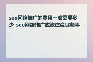 seo网络推广的费用一般需要多少_seo网络推广应该注意哪些事项