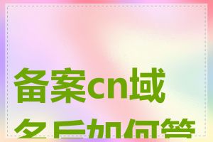 备案cn域名后如何管理