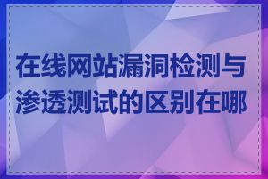 在线网站漏洞检测与渗透测试的区别在哪里