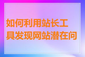 如何利用站长工具发现网站潜在问题