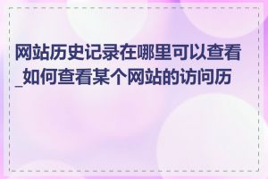 网站历史记录在哪里可以查看_如何查看某个网站的访问历史