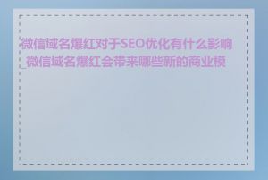 微信域名爆红对于SEO优化有什么影响_微信域名爆红会带来哪些新的商业模式