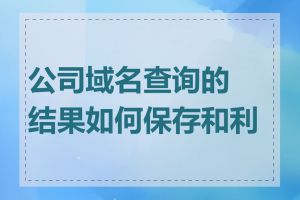 公司域名查询的结果如何保存和利用