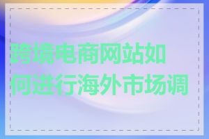 跨境电商网站如何进行海外市场调研