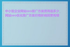 中小型企业网站seo推广方案费用是多少_网站seo优化推广方案价格影响因素有哪些
