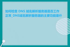 如何检查 DNS 域名解析服务器是否工作正常_DNS域名解析服务器的主要功能是什么