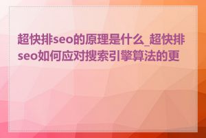 超快排seo的原理是什么_超快排seo如何应对搜索引擎算法的更新