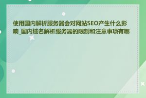 使用国内解析服务器会对网站SEO产生什么影响_国内域名解析服务器的限制和注意事项有哪些