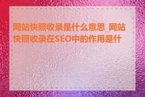 网站快照收录是什么意思_网站快照收录在SEO中的作用是什么