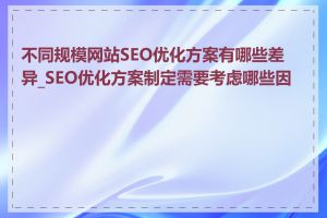 不同规模网站SEO优化方案有哪些差异_SEO优化方案制定需要考虑哪些因素