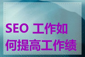 SEO 工作如何提高工作绩效