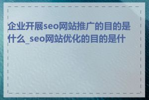 企业开展seo网站推广的目的是什么_seo网站优化的目的是什么