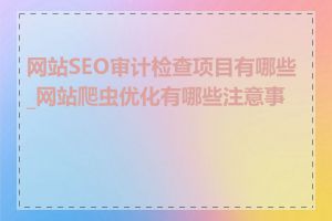 网站SEO审计检查项目有哪些_网站爬虫优化有哪些注意事项