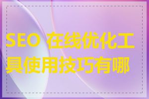 SEO 在线优化工具使用技巧有哪些