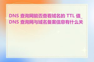 DNS 查询网能否查看域名的 TTL 值_DNS 查询网与域名备案信息有什么关系