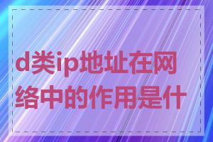 d类ip地址在网络中的作用是什么