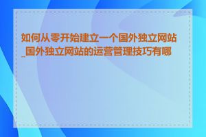 如何从零开始建立一个国外独立网站_国外独立网站的运营管理技巧有哪些