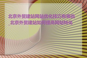 北京外贸建站网站优化技巧有哪些_北京外贸建站如何提高网站转化率