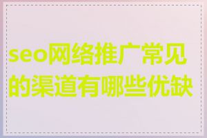 seo网络推广常见的渠道有哪些优缺点