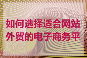 如何选择适合网站外贸的电子商务平台