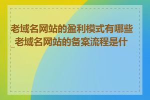 老域名网站的盈利模式有哪些_老域名网站的备案流程是什么
