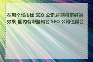 在哪个城市找 SEO 公司,能获得更好的效果_国内有哪些知名 SEO 公司值得合作
