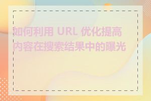 如何利用 URL 优化提高内容在搜索结果中的曝光度