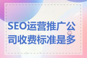 SEO运营推广公司收费标准是多少