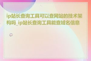 ip站长查询工具可以查网站的技术架构吗_ip站长查询工具能查域名信息吗