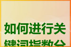 如何进行关键词指数分析