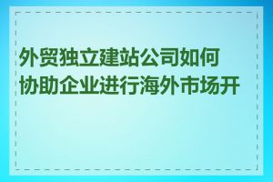 外贸独立建站公司如何协助企业进行海外市场开拓