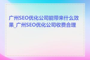 广州SEO优化公司能带来什么效果_广州SEO优化公司收费合理吗