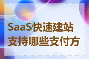 SaaS快速建站支持哪些支付方式