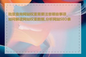 批量查询网站权重需要注意哪些事项_如何解读网站权重数据,分析网站SEO表现