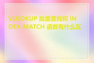 VLOOKUP 批量查找和 INDEX-MATCH 函数有什么区别